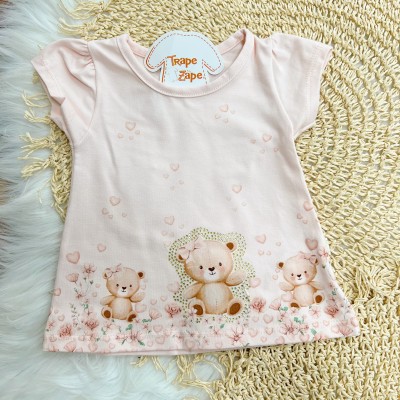  Conj. Blusa Ursinhas Fofas e Short - Rose